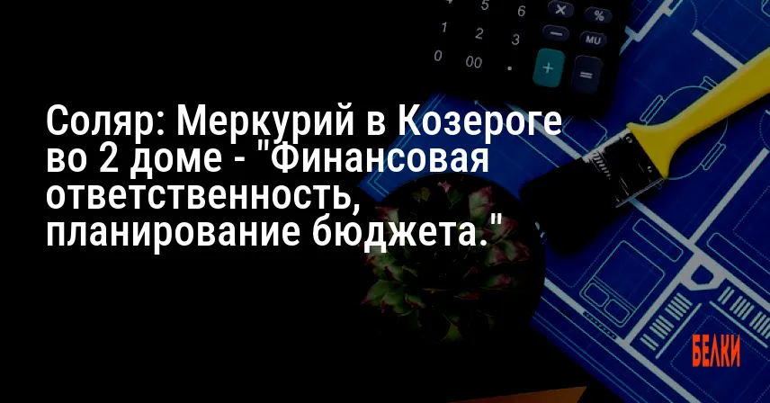 Соляр: Меркурий в Козероге во 2 доме — «Финансовая ответственность, планирование бюджета.»