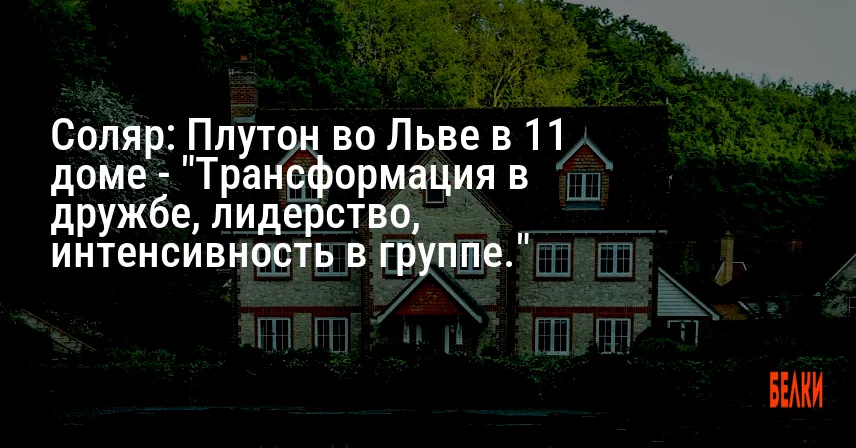 Соляр: Плутон во Льве в 11 доме — «Трансформация в дружбе, лидерство, интенсивность в группе.»