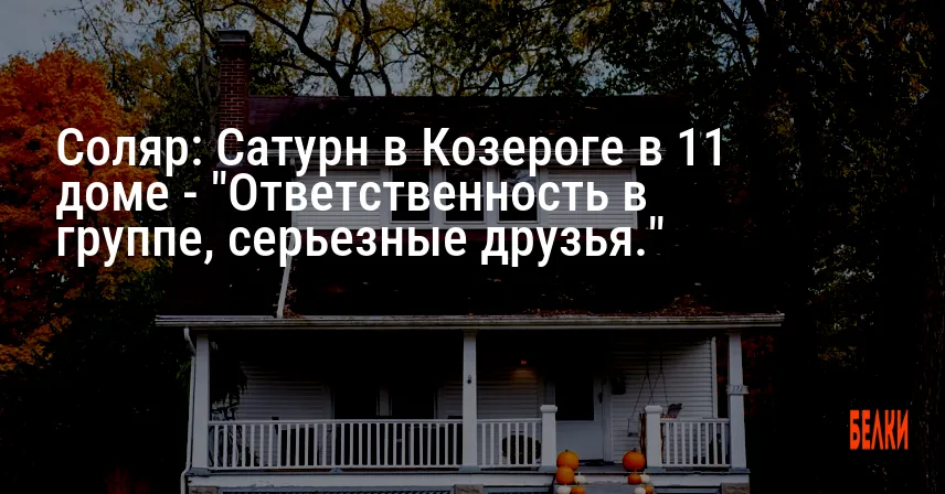 Соляр: Сатурн в Козероге в 11 доме — «Ответственность в группе, серьезные друзья.»