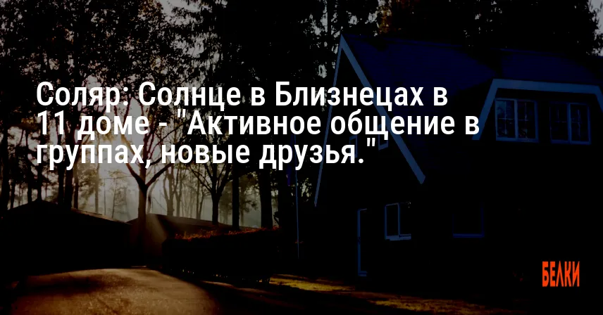 Соляр: Солнце в Близнецах в 11 доме — «Активное общение в группах, новые друзья.»