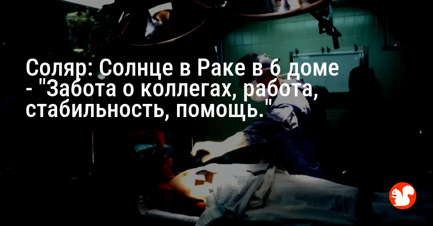 Соляр: Солнце в Раке в 6 доме — «Забота о коллегах, работа, стабильность, помощь.»