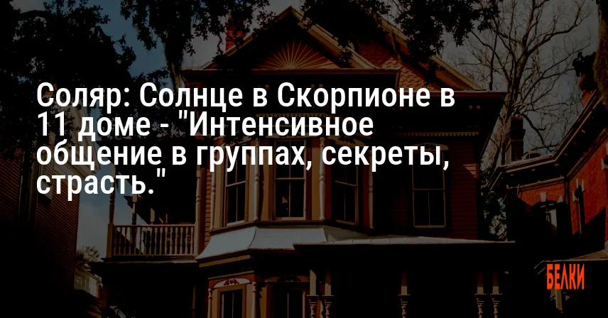 Соляр: Солнце в Скорпионе в 11 доме — «Интенсивное общение в группах, секреты, страсть.»