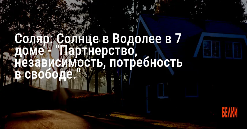 Соляр: Солнце в Водолее в 7 доме — «Партнерство, независимость, потребность в свободе.»