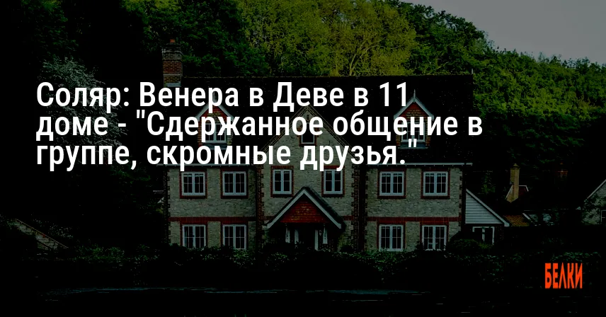 Соляр: Венера в Деве в 11 доме — «Сдержанное общение в группе, скромные друзья.»