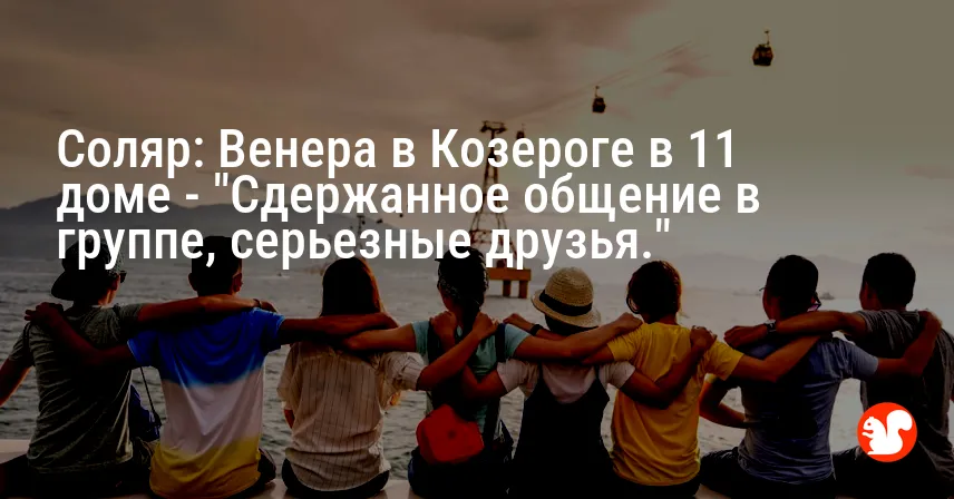 Соляр: Венера в Козероге в 11 доме — «Сдержанное общение в группе, серьезные друзья.»