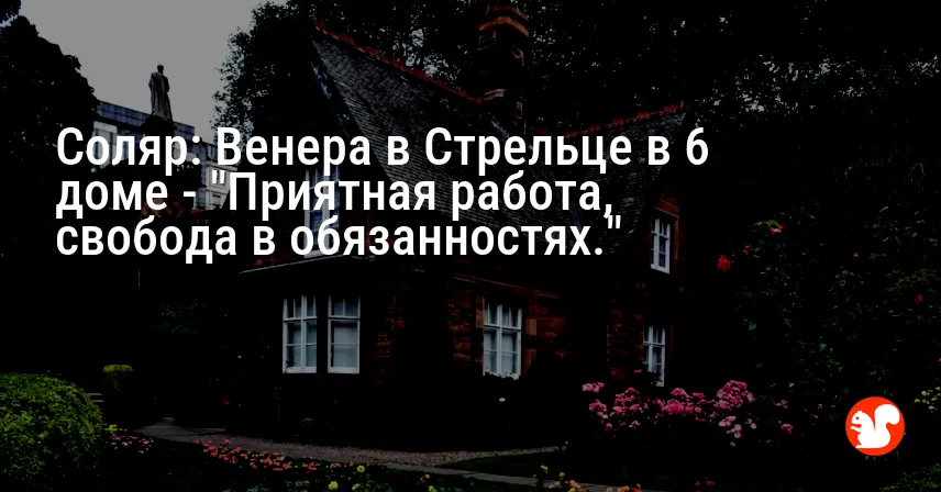 Соляр: Венера в Стрельце в 6 доме — «Приятная работа, свобода в обязанностях.»