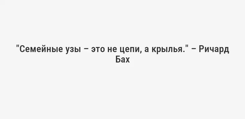"Семейные узы – это не цепи, а крылья." – Ричард Бах