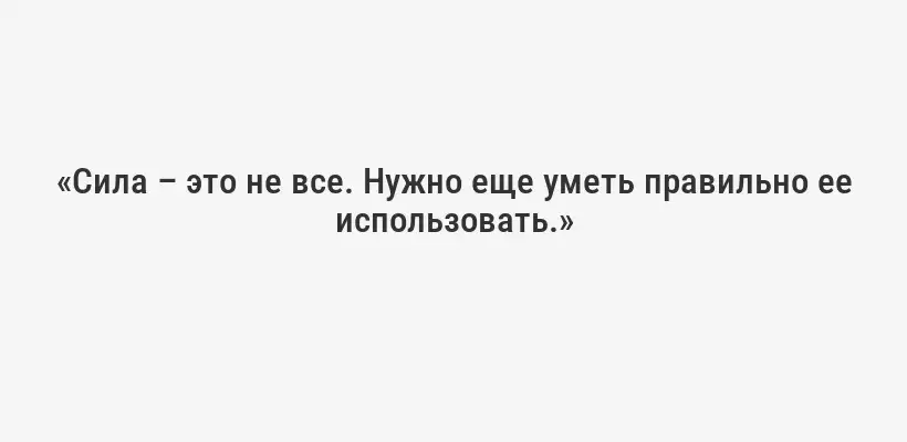 «Сила – это не все. Нужно еще уметь правильно ее использовать.»