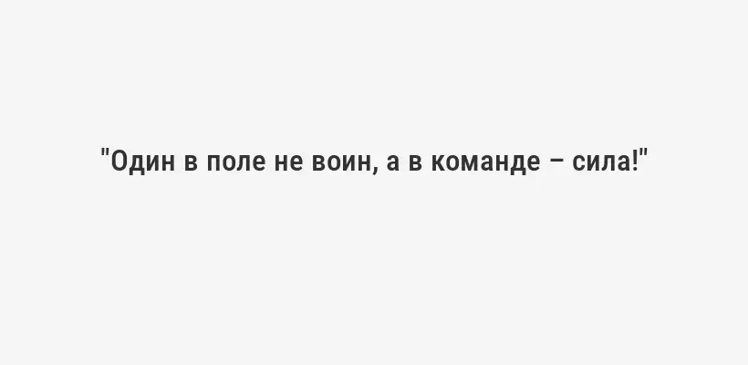 "Один в поле не воин, а в команде – сила!"