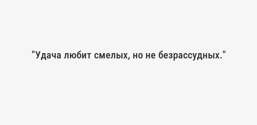 "Удача любит смелых, но не безрассудных."