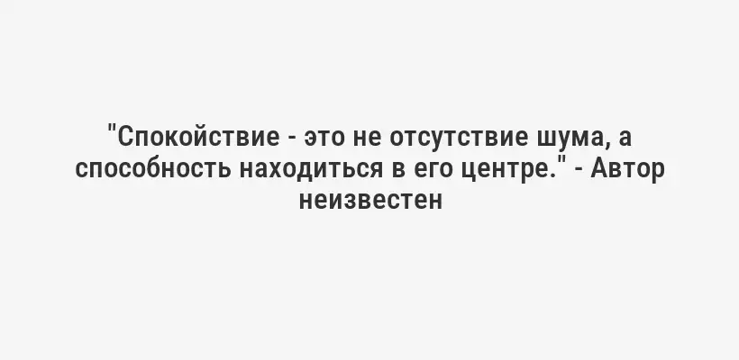 "Спокойствие - это не отсутствие шума, а способность находиться в его центре." - Автор неизвестен