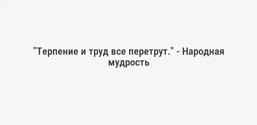 "Терпение и труд все перетрут." - Народная мудрость