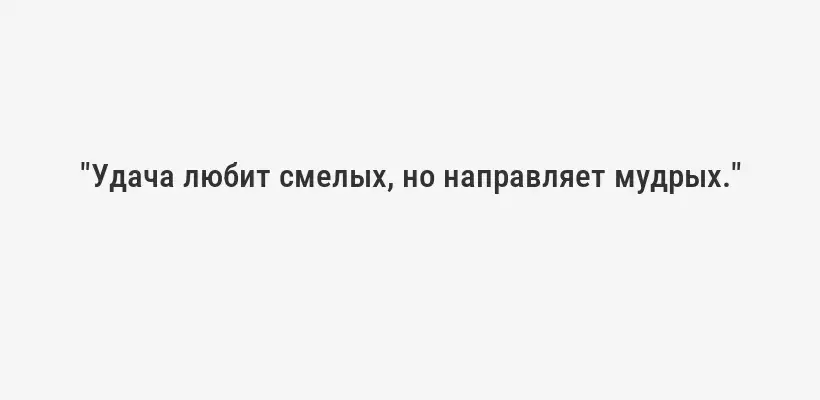 "Удача любит смелых, но направляет мудрых."