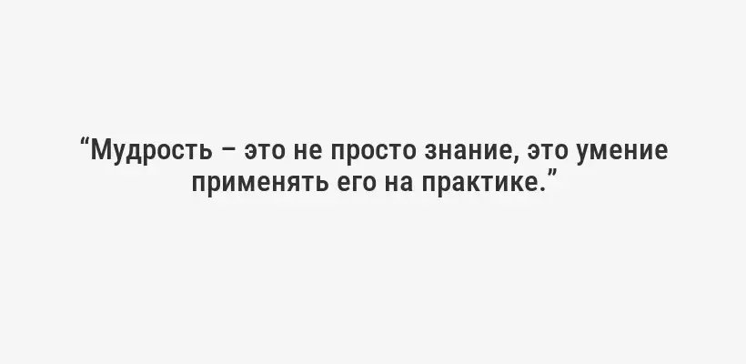 “Мудрость – это не просто знание, это умение применять его на практике.”