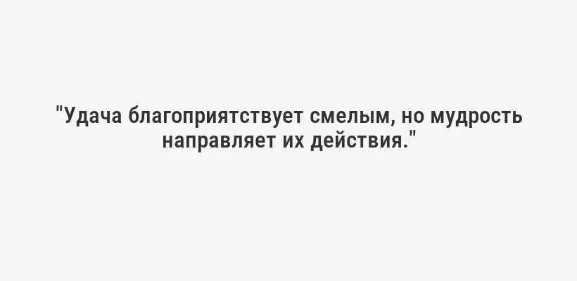 "Удача благоприятствует смелым, но мудрость направляет их действия."