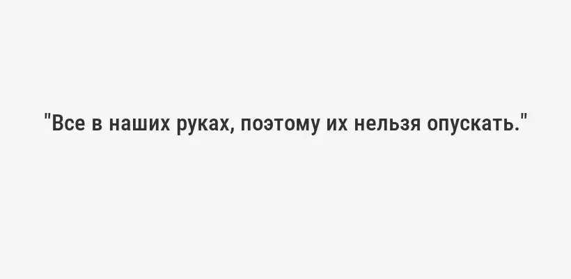 "Все в наших руках, поэтому их нельзя опускать."