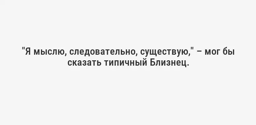 "Я мыслю, следовательно, существую," – мог бы сказать типичный Близнец.