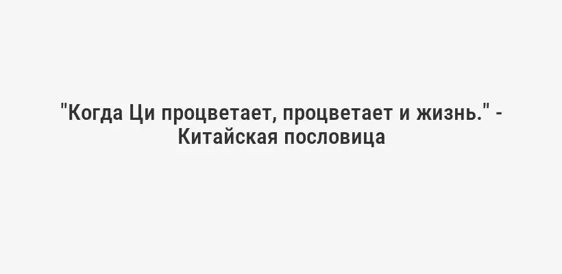 "Когда Ци процветает, процветает и жизнь." - Китайская пословица