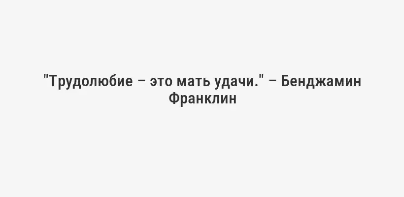 "Трудолюбие – это мать удачи." – Бенджамин Франклин