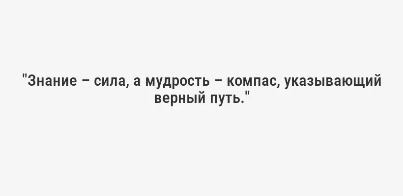 "Знание – сила, а мудрость – компас, указывающий верный путь."