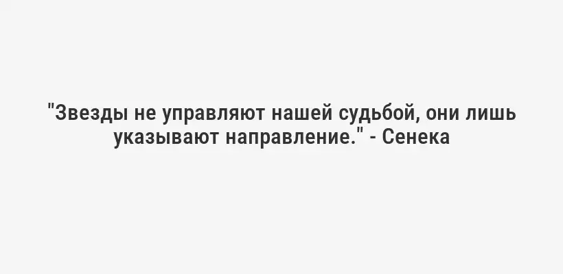 "Звезды не управляют нашей судьбой, они лишь указывают направление." - Сенека