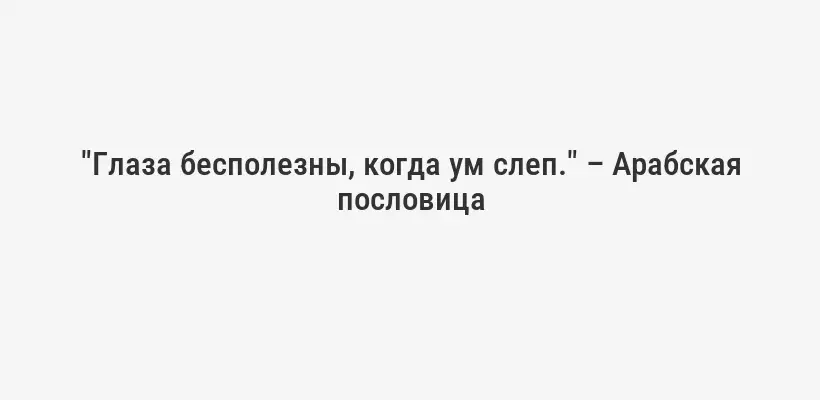 "Глаза бесполезны, когда ум слеп." – Арабская пословица