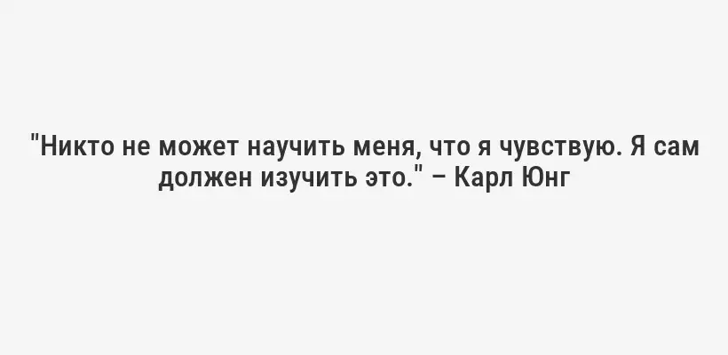 "Никто не может научить меня, что я чувствую. Я сам должен изучить это." – Карл Юнг