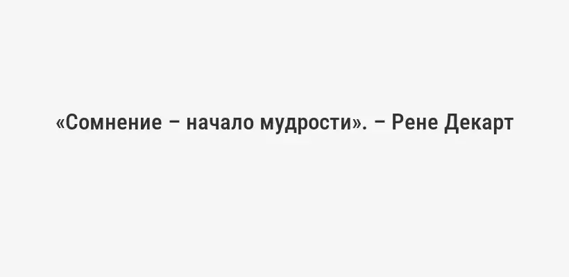 «Сомнение – начало мудрости». – Рене Декарт