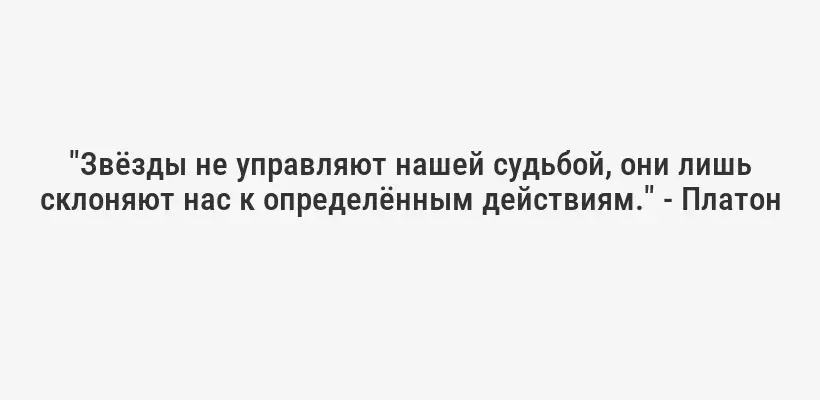 "Звёзды не управляют нашей судьбой, они лишь склоняют нас к определённым действиям." - Платон