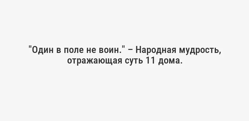 "Один в поле не воин." – Народная мудрость, отражающая суть 11 дома.