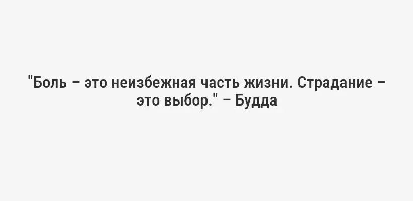 "Боль – это неизбежная часть жизни. Страдание – это выбор." – Будда