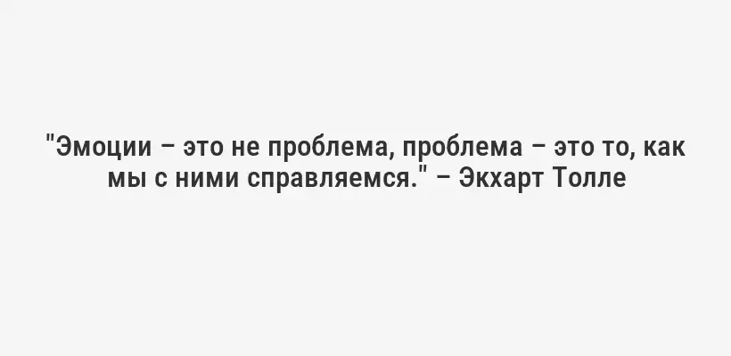 "Эмоции – это не проблема, проблема – это то, как мы с ними справляемся." – Экхарт Толле