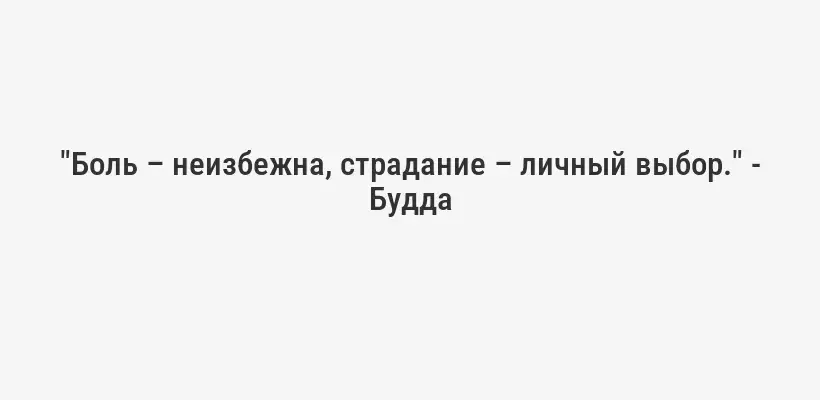 "Боль – неизбежна, страдание – личный выбор." - Будда