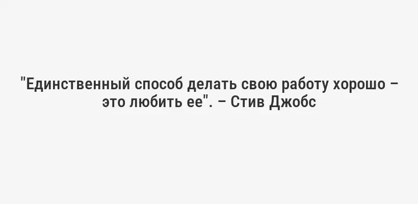 "Единственный способ делать свою работу хорошо – это любить ее". – Стив Джобс