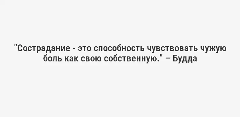 "Сострадание - это способность чувствовать чужую боль как свою собственную." – Будда