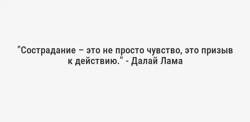 "Сострадание – это не просто чувство, это призыв к действию." - Далай Лама