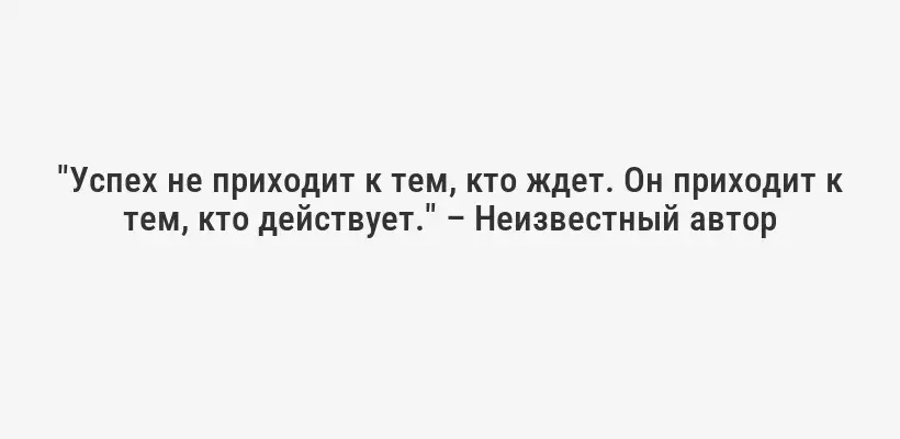 "Успех не приходит к тем, кто ждет. Он приходит к тем, кто действует." – Неизвестный автор