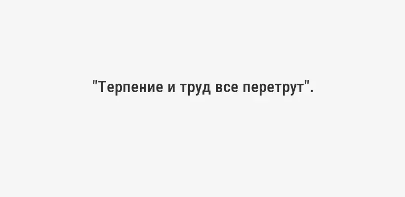 "Терпение и труд все перетрут".