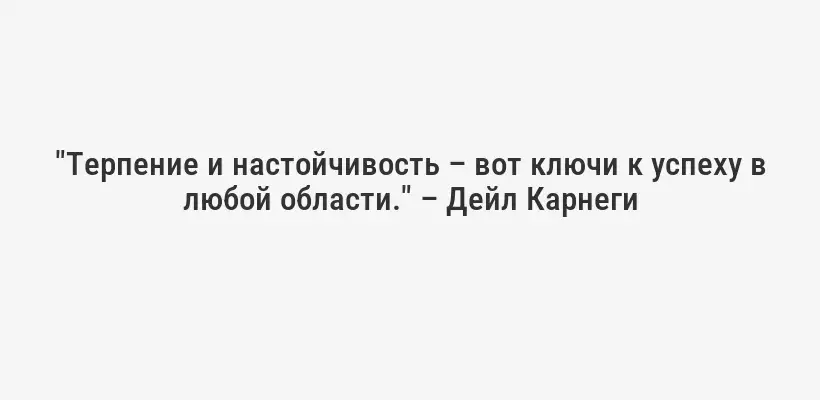"Терпение и настойчивость – вот ключи к успеху в любой области." – Дейл Карнеги