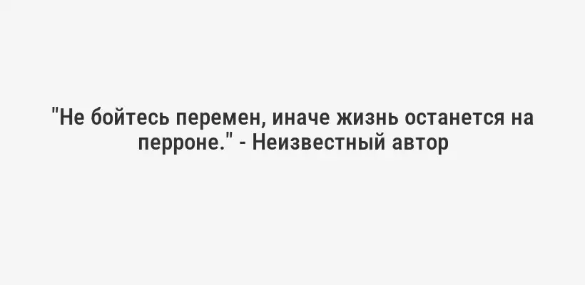 "Не бойтесь перемен, иначе жизнь останется на перроне." - Неизвестный автор