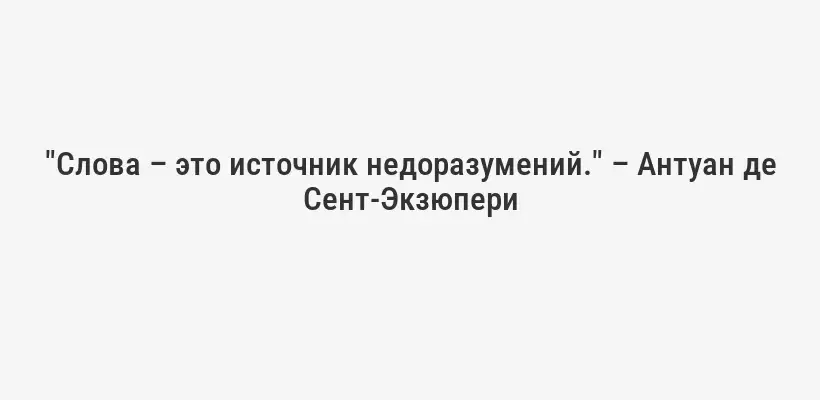 "Слова – это источник недоразумений." – Антуан де Сент-Экзюпери