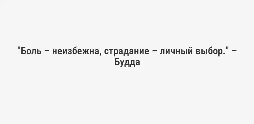 "Боль – неизбежна, страдание – личный выбор." – Будда