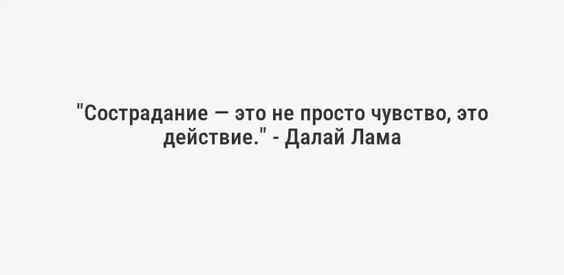 "Сострадание — это не просто чувство, это действие." - Далай Лама