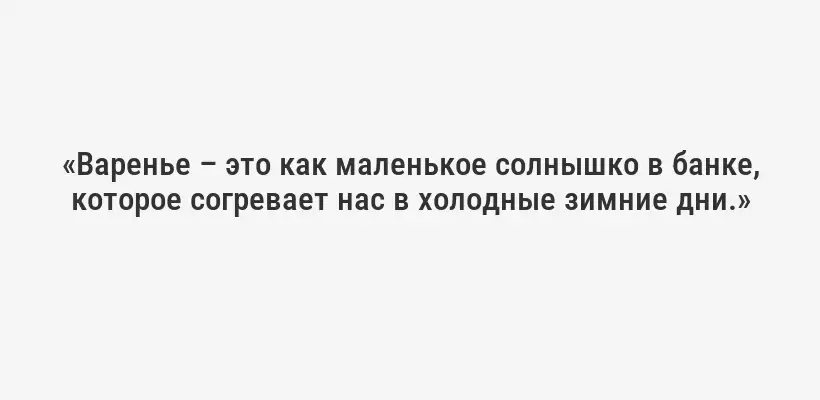 «Варенье – это как маленькое солнышко в банке, которое согревает нас в холодные зимние дни.»