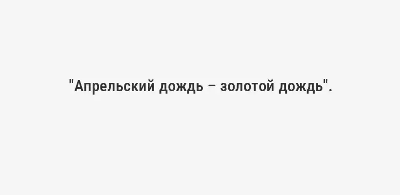 "Апрельский дождь – золотой дождь".