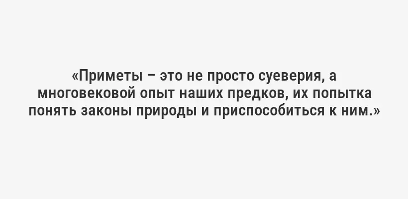 «Приметы – это не просто суеверия, а многовековой опыт наших предков, их попытка понять законы природы и приспособиться к ним.»