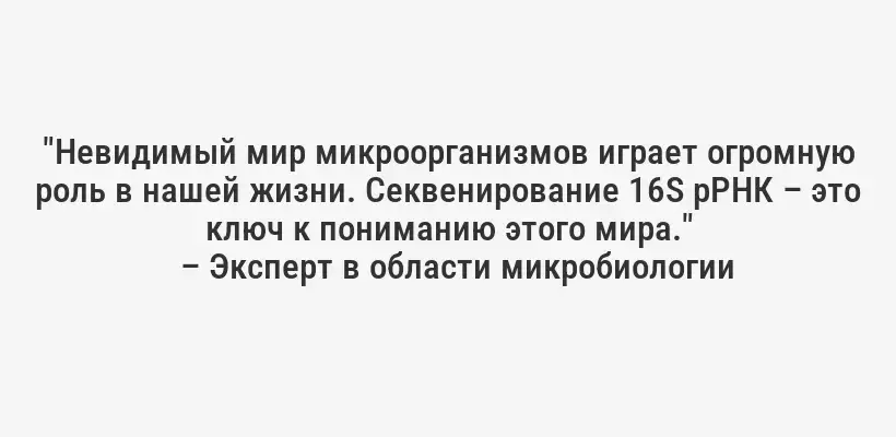 "Невидимый мир микроорганизмов играет огромную роль в нашей жизни. Секвенирование 16S рРНК – это ключ к пониманию этого мира."
– Эксперт в области микробиологии