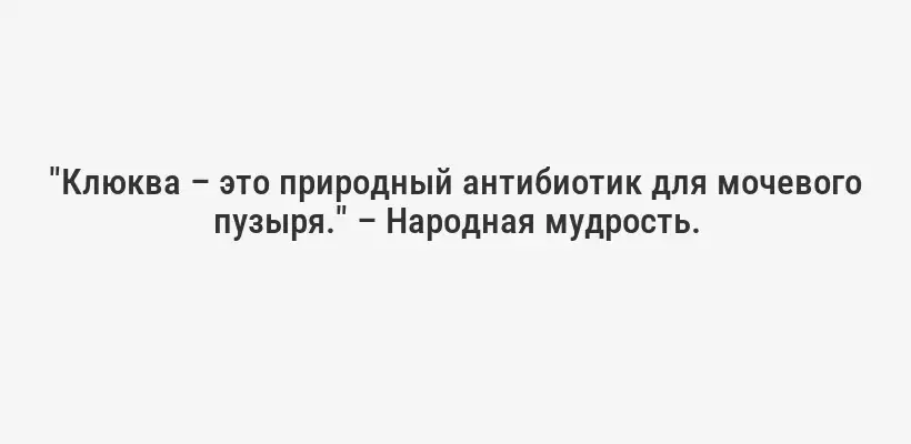 "Клюква – это природный антибиотик для мочевого пузыря." – Народная мудрость.