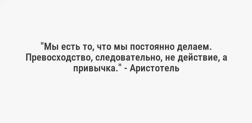 "Мы есть то, что мы постоянно делаем. Превосходство, следовательно, не действие, а привычка." - Аристотель