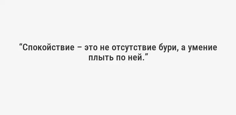 “Спокойствие – это не отсутствие бури, а умение плыть по ней.”